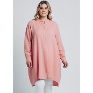 Lauren Ralph Lauren Plus Size 3X Pink Button Down Tunic Top Shirt Lightweight